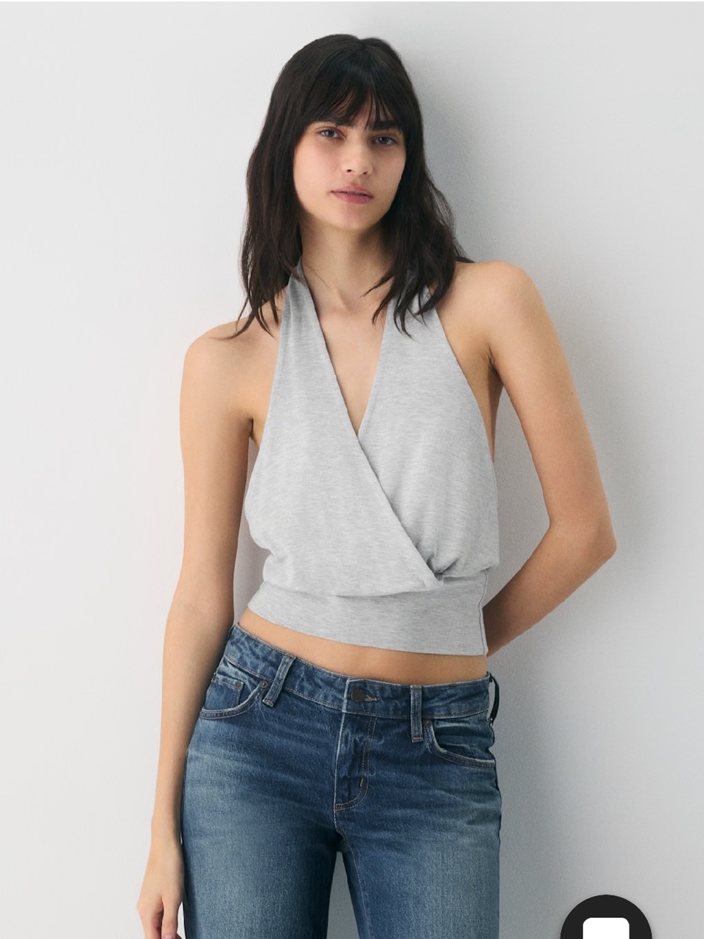 Aritzia Chantal Halter Top — Light Gray